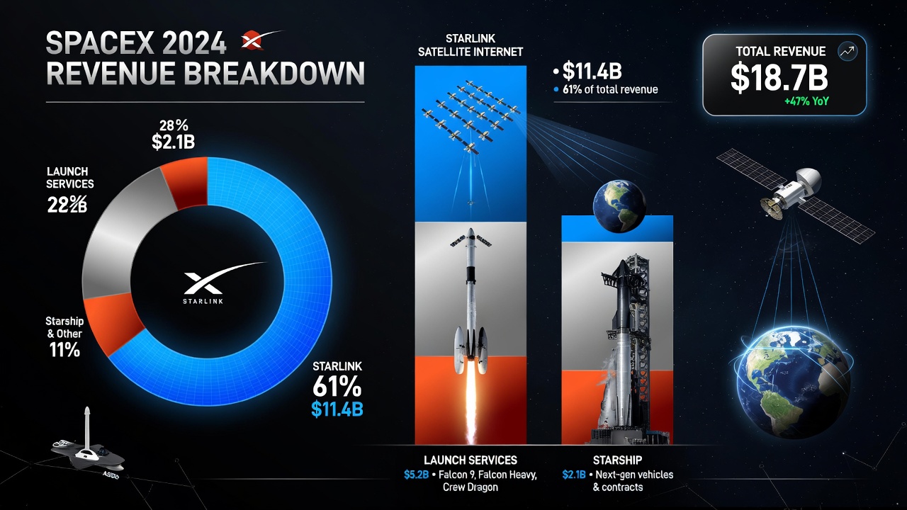SpaceX revenue breakdown infographic